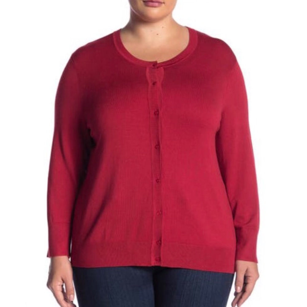Susina Red Button Front Cardigan